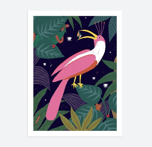 tableau affiche oiseau tropical