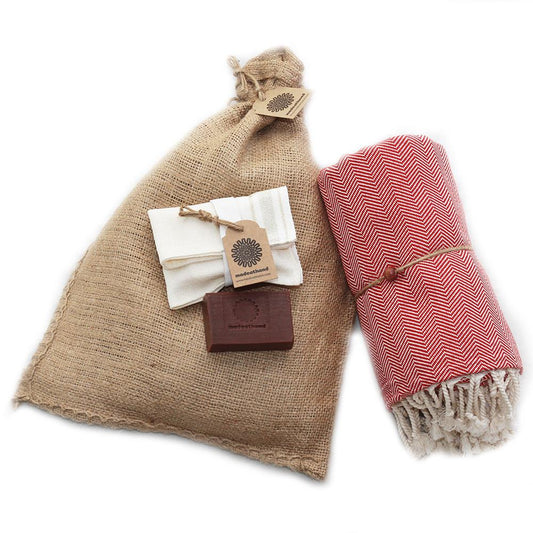 Kit de bain avec savon cacao, serviette et gant