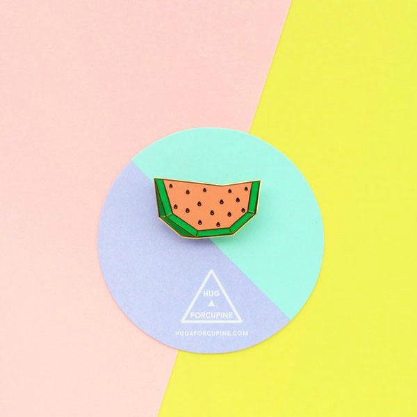 Broche pastèque pasteque origami watermelon brooch hug a porcupine