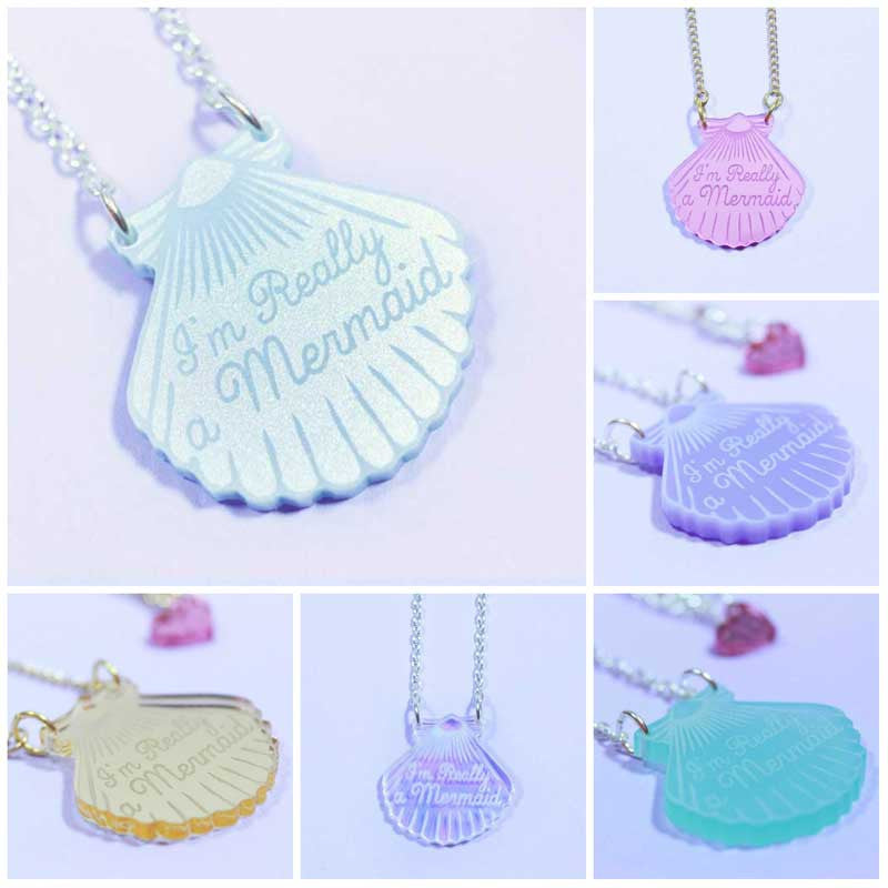 Collier sirene coquillage pendentif I'm really mermaid