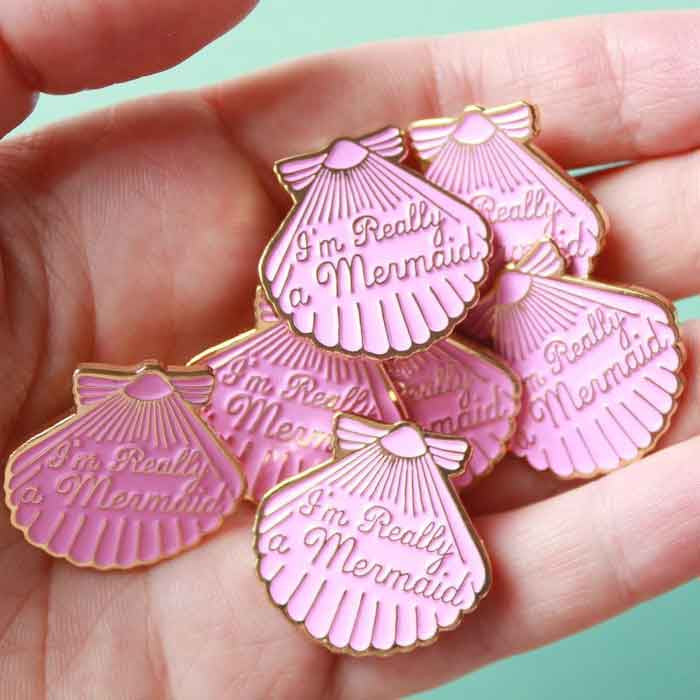 Pin's pins I'm really a mermaid rose pink