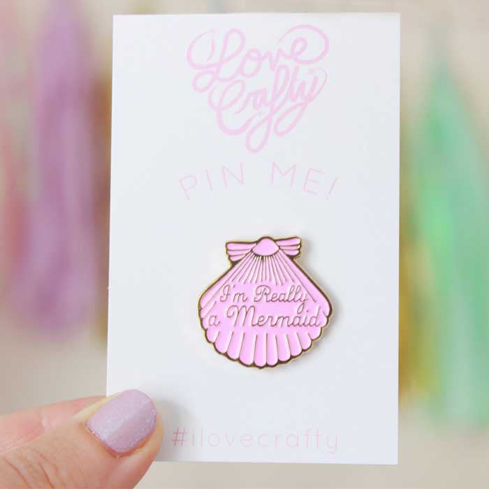 Pin's pins sirene i love crafty coquillage rose pastel